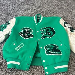 H&M Green and White Kids Varsity Jacket